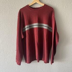 Vintage Eddie Bauer Striped Red Sweater Men’s Large Knitwear Pullover Crewneck